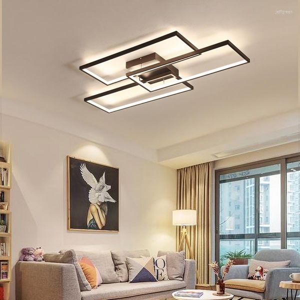 Luces de techo Led moderno de Color negro/blanco para sala de estar dormitorio 110V 220V Luces decoración del hogar lámparas regulables