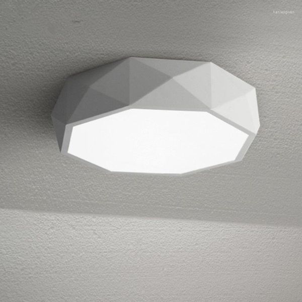 Plafonniers Noir/Blanc Nordique Diamant Moderne Led Pour Salon Acrylique Fer Chambre Cuisine Éclairage Lampe Lustre