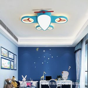 Plafonniers bleu avion chambre d'enfant lampe créative Simple moderne chambre dessin animé jeunesse garçon LampCeiling