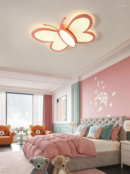 Plafonniers Papillon Led Lampes Pour Chambre D'enfant Chambre Étude Filles Enfants Bébé Moderne Rose Dessin Animé Lustre Maison Luminaires