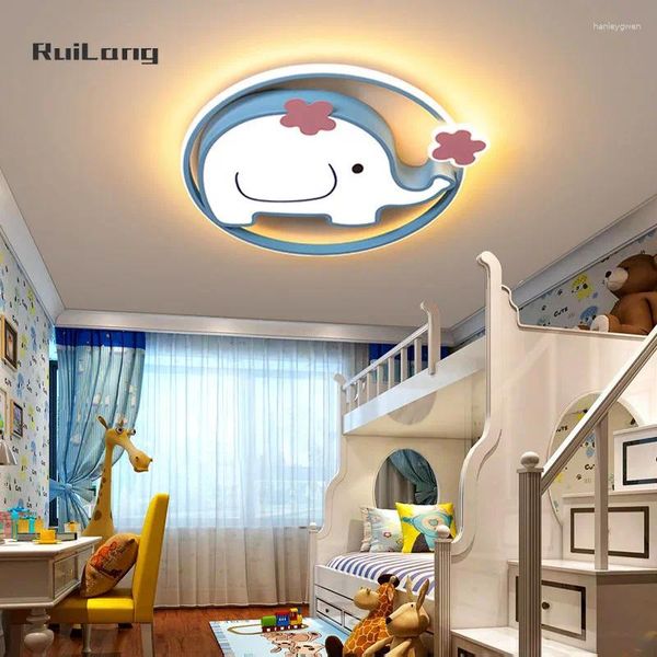 Plafin Lights Cartoon Elephant LED lampe pour la chambre pour enfants Baby garçon chambre animal clair animal mignon décor bleu