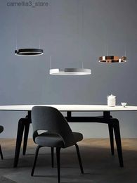 Plafonniers Lustres pour salle à manger LED maison table à manger pendentif lumière salon chambre plafond lustre moderne anneau rond lampe Q231120