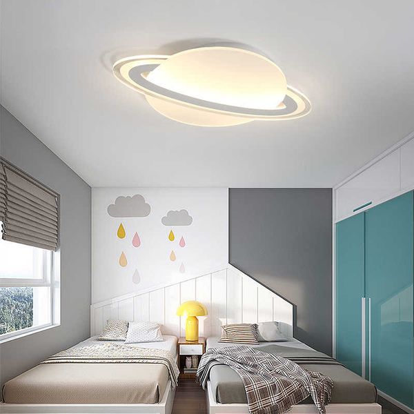 Luces de techo Habitación para niños Dormitorio moderno simple Estudio para niños y niñas Lámpara de techo LED elíptica ultrafina de dibujos animados Planeta 0209