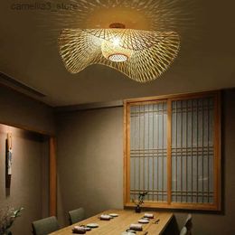 Luces de techo Luces colgantes de bambú de estilo chino Lámpara de luces de tatami creativas para comedor Restaurante Hanglamp E27 Luminaria de suspensión Q231120