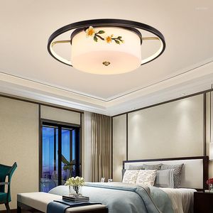 Luces de techo Lámpara de dormitorio de cobre de estilo chino Luz led Escritorio de sala de estar elegante de lujo para el hogar