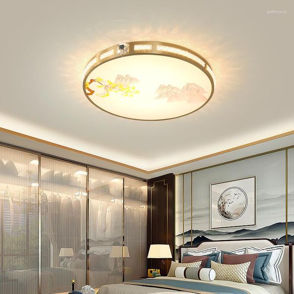 Luces de techo Estilo chino Lámpara de dormitorio de cobre Luz de villa Habitación principal de lujo