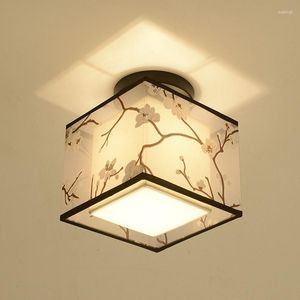 Plafondverlichting Klassieke Japanse Led-lamp Vintage Retro Ophangarmatuur Stoffen kap Opbouwmontage Chinese verlichtingsarmaturen