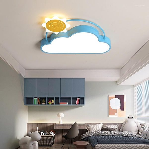 Luces de techo, accesorio de luz en la nube, dormitorio Led creativo para habitación de niñas, avión solar, lámpara para niños y niños