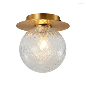 Plafonniers en cuivre boule de verre éclairage intérieur pour salon chambre salle de bain lampe décor nordique allée luminaire LED