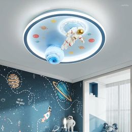 Plafonniers créatifs astronaute lumière pour chambre d'enfants dessin animé planète lustres enfant Protection des yeux 110 V-220 V