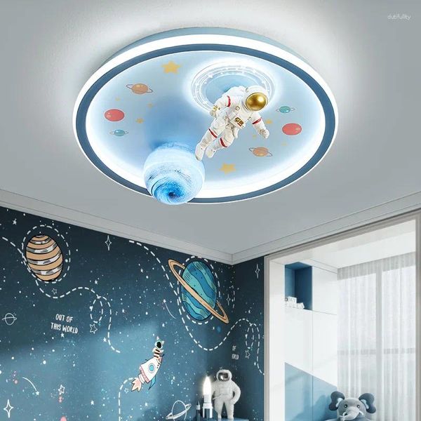 Luces de techo Luz de astronauta creativa para la habitación de los niños Lámparas de planetas de dibujos animados Protección ocular para niños 110V-220V