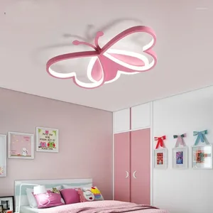 Plafonniers créatifs papillon moderne salon filles chambre luminaire étude pépinière lampe à LED pour enfants