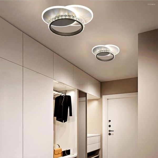 Plafonniers Cristal Cercle Anneau Lumière Pour Chambre Salle À Manger Cuisine Creative Petit Led Lustres Éclairage Couloir Intérieur