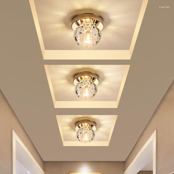 Plafonniers Cristal LED Allée Moderne Or Lampes Porche Luminaires Salon Couloir Couloir Vers Le Bas