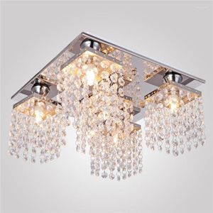 Plafonniers Crystal Light avec 5 luminaires encastrés modernes en acier inoxydable pour couloir, chambre à coucher, salon