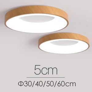 Plafonniers Design incurvé lampes à Grain de bois lumière LED ronde moderne pour chambre salon salle à manger Dia30/40/50/60CM