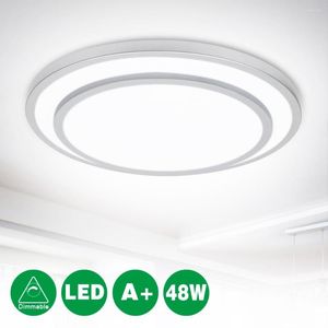 Luzes de teto Depuley 50cm 48W Moderna Regulável Redonda Luz LED Controle Remoto 3 Cores Mutável Para Quarto Sala De Jantar Prata