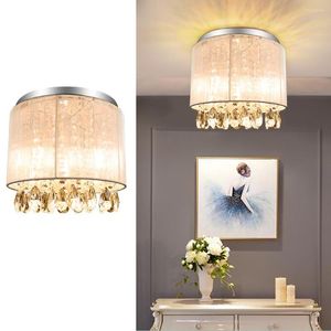 Plafondlampen Depuley Crystal Kroonluchters spoelen de montage verlichting met cilinder net lamp schaduw voor woonkamer ganginganging