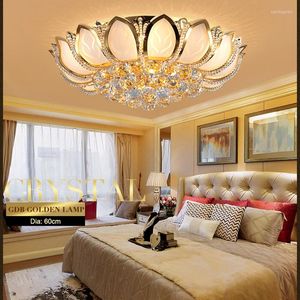 Plafondlampen dia. 60 cm moderne lotus bloem licht luxe kristal goud metalen lamp voor woonkamer slaapkamer armatuur CL186