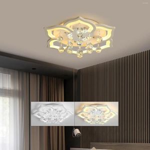 Plafonniers Dimmable Lotus Pétale Lumière Lustre En Cristal Couloir Luminaire Télécommande 36W