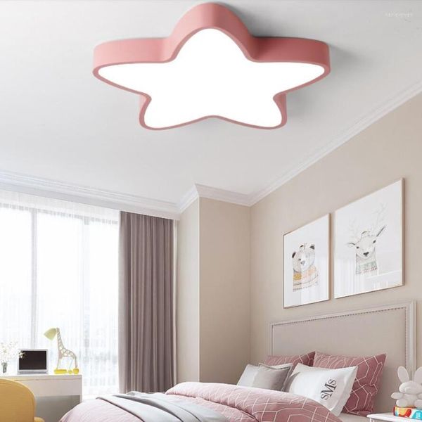 Luces de techo regulables Macaron habitación de los niños niño niña dormitorio estudio lámpara cálida princesa romántica estrella de cinco puntas