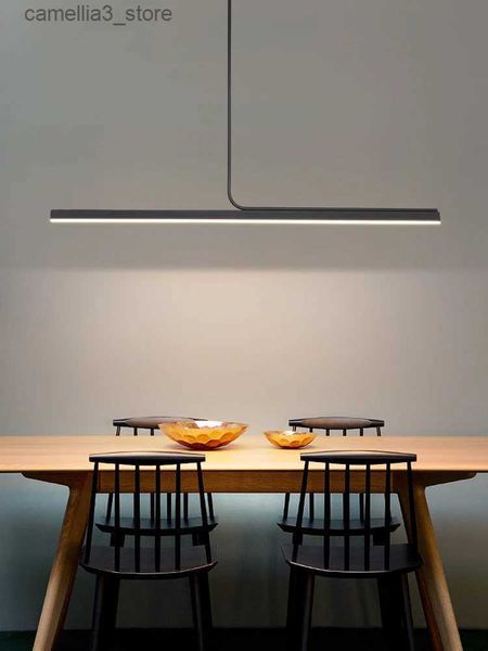 Plafonniers Salle à manger lustre simple moderne lignes minimalistes nordique table à manger lumière créative bar comptoir luxe plafond lustre Q231120