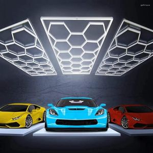 Ceiling Lights E-top 16ftsx8fts 15 Grid LED Hexagon Garage Light 6500K Lamp For Workshop Detailing Showroom Shop Office Gym