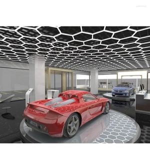 Luces de techo E-top Fábrica profesional Personalizada Hexágono Luz LED Taller Honeycomb Garaje Trabajo Detalle del automóvil