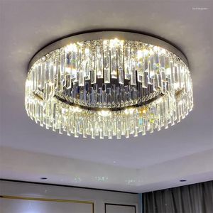 Plafondlampen E14 LED Modern Crystal Bright Round Lamp Chrome roestvrijstalen verlichtingsarmatuur voor foyer slaapkamer woonkamer armatuur