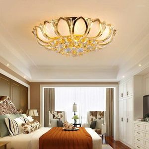 Plafondverlichting E14 Lotusbloem Moderne Licht Met Glazen Lampenkap Gouden Lamp Voor Woonkamer Slaapkamer Lamparas De Techo Abajur