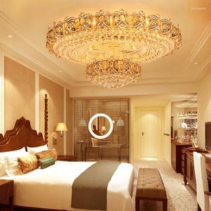 Plafondlampen Europese kristallen armatuur LED -lampen rond modern goud licht huis binnenverlichting 3 witte kleuren dimbaar