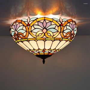 Plafondlampen Europese retro liefde gebrandschilderd glas eetkamer slaapkamer gangpad Corridor Club baroklampen