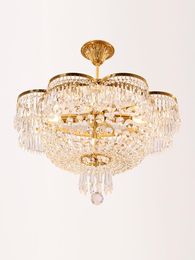 Plafonniers Style Européen Cuivre Cristal Lampe Chambre Vestiaire De Luxe Villa Entrée Éclairage Atmosphérique