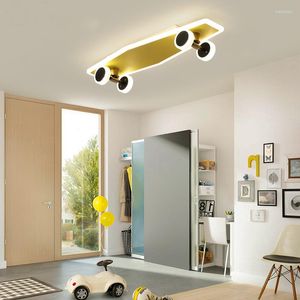 Plafondverlichting Europese stijl Creatieve persoonlijkheid Gele katrol Kinderkamer Jongens en meisjes Cartoon Slaapkamer LED-oogbeschermingslamp