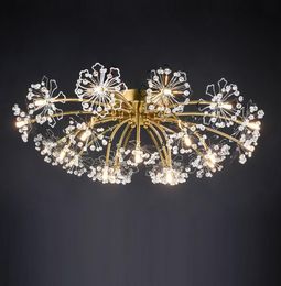 Luces de techo Diseño de lujo Lámpara moderna de cristal AC110V 220v Iluminación para el hogar dorada