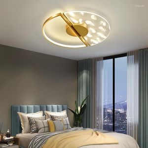 Plafondverlichting Veer Moderne Lamp Binnenverlichting Goud Slaapkamer Led Licht Met Afstandsbediening Voor Slaapkamer