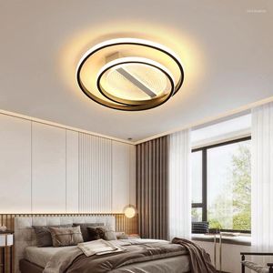 Plafonniers FKL Lampe minimaliste moderne LED ronde noire maison hall chambre chambre principale