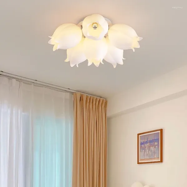 Luces de techo Flores Convalla Sala de estar Dormitorio Lámparas de comedor Bombilla G9 Lámpara de hierro Fram Control remoto LED moderno