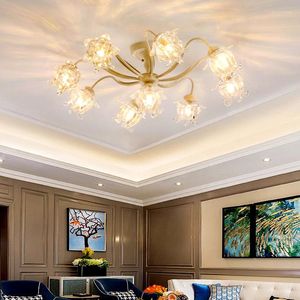 Luces de techo rama de flores LED para decoración para sala de estar, lámpara de cristal para dormitorio, lámpara para el hogar, Lustre moderno, Pra Sala Vintage