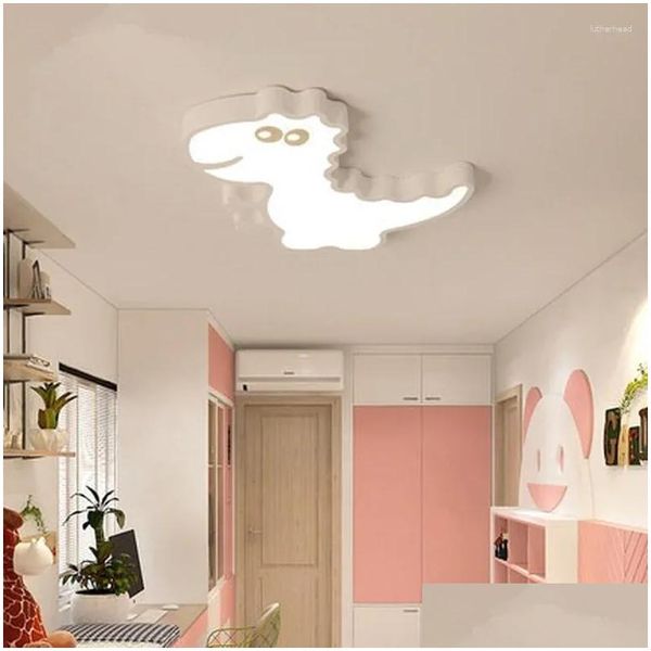 Plafonniers pour enfants chambre dessin animé dinosaur garçons filles lampe verte blanc moderne led enfants drop livrating éclairage intérieur dhbo4