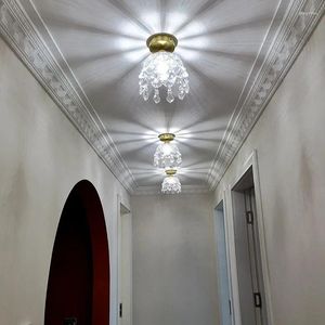 Plafondverlichting Franse kristallen lamp kleine kroonluchter in de gang balkon retro slaapkamer nachtkastje