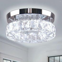 Lautres de plafond Frixchur 9,8 "Mini lustre à LED moderne Crystal Light Flush Mount Fixture pour Halway Foyer Kitchen