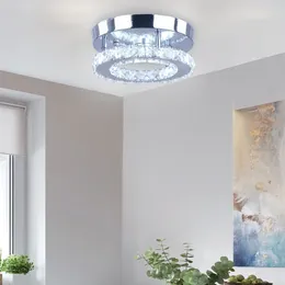 Lautres de plafond Frixchur Mini Chandelier LED Round Semi Flush Mount Crystal Éclairage pour chambres à manger couloir