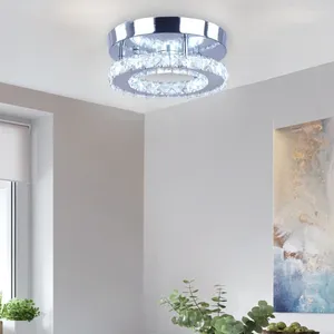 Plafondverlichting Frixchur Mini kroonluchter LED Round Semi Flush Mount Crystal Lighting voor slaapkamers Dining Rooms Ballway