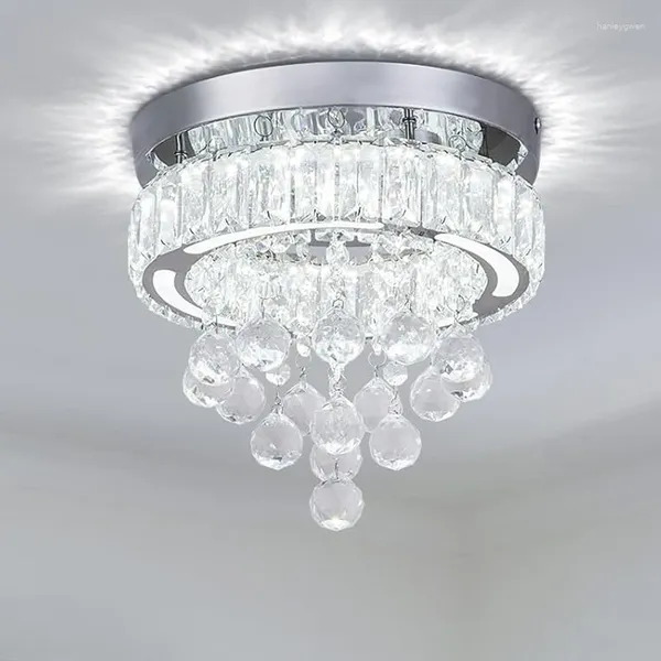 Lautres de plafond Frixchur Round Crystal Chandelier LAMPE LED LED moderne pour chambre à coucher couloir