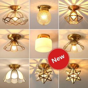 Plafondlampen Volledig koper Noordse LED Woonkamer Furniture Home Decor Lamp 220V Retro Light