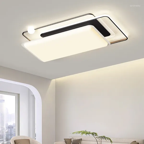 Plafonniers à spectre complet Salon intelligent encastré LED atmosphérique simple moderne noir et blanc luminaire principal
