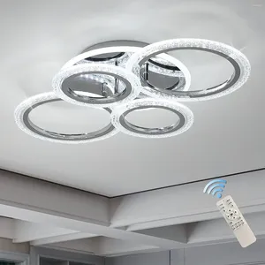 Plafondlampen Garwarm 4 ringen LED-licht dimbare moderne lamp met afstandsbediening Verlichtingsarmatuur voor woonkamer slaapkamer