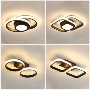 Plafondverlichting Geometrisch LED-kunstlamp Voor Slaapkamer Woonkamer Opbouw Zwart Wit 20 22 36W Binnenverlichting Vierkant Rechthoek