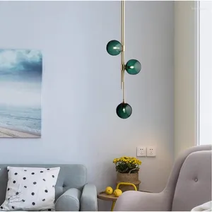 Plafonniers boule de verre lampe de chevet lustre à bulles en métal doré postmoderne longue bande suspendue G9 appareil d'éclairage